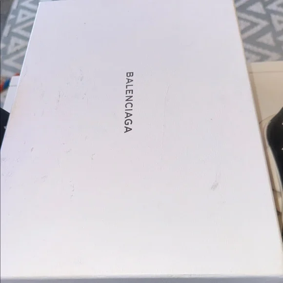 Balenciaga Speed Trainer Black Knit Logo Sock Sneakers with White Sole US size 9 - Picture 7 of 9